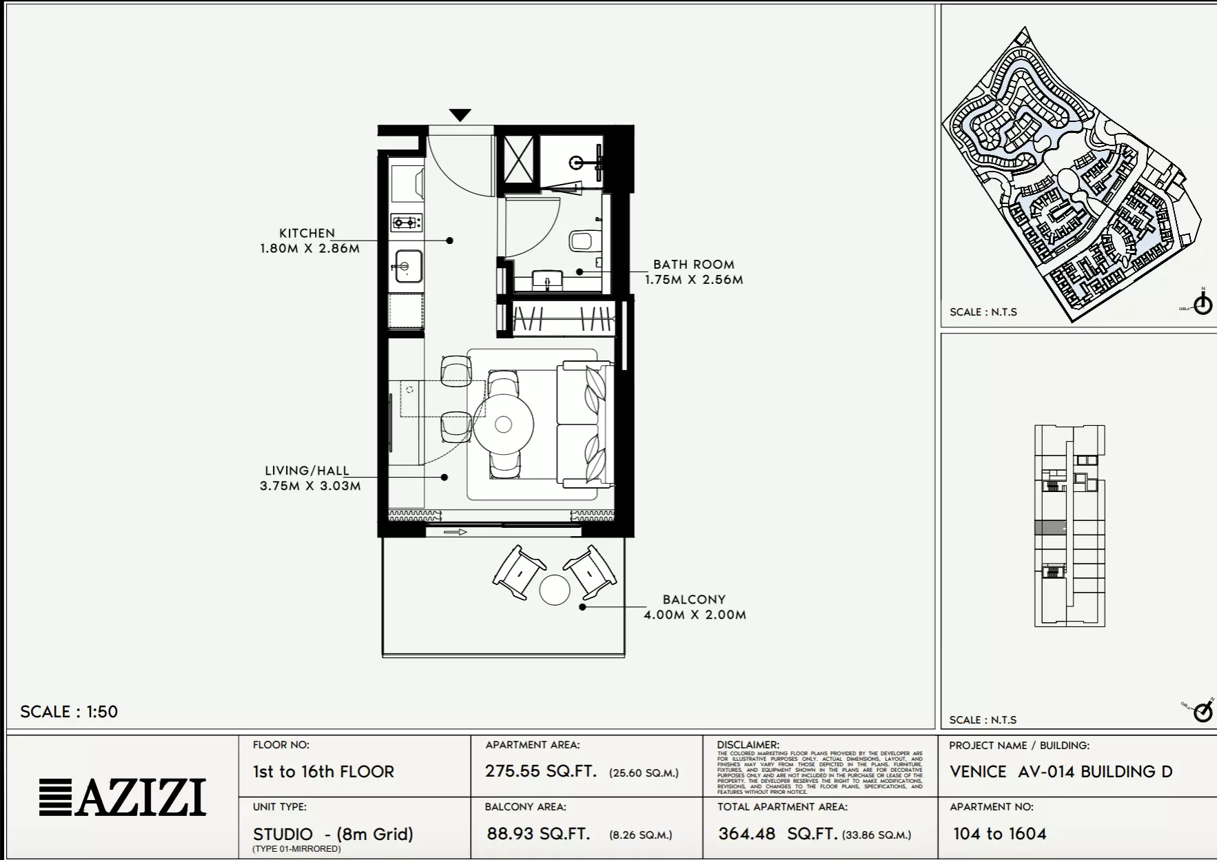 Azizi Venice 14 Type 104-Building D, studio