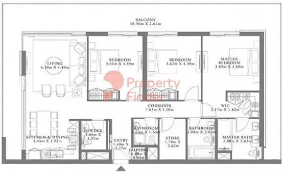 Seagate Type 1 Building 3 Unit 1 Level 8, 3 beds