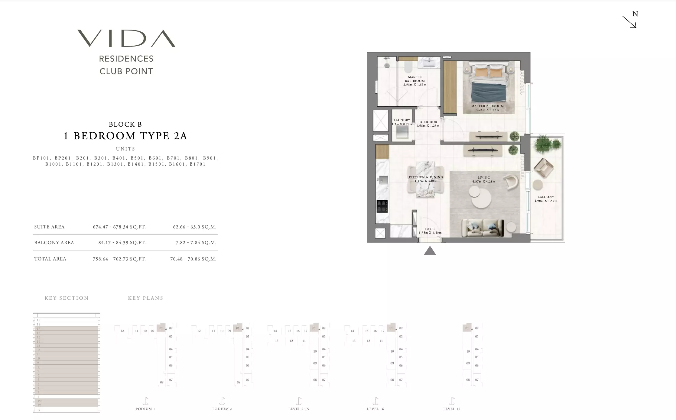 Vida Residences Club Point — 1BR floor plan