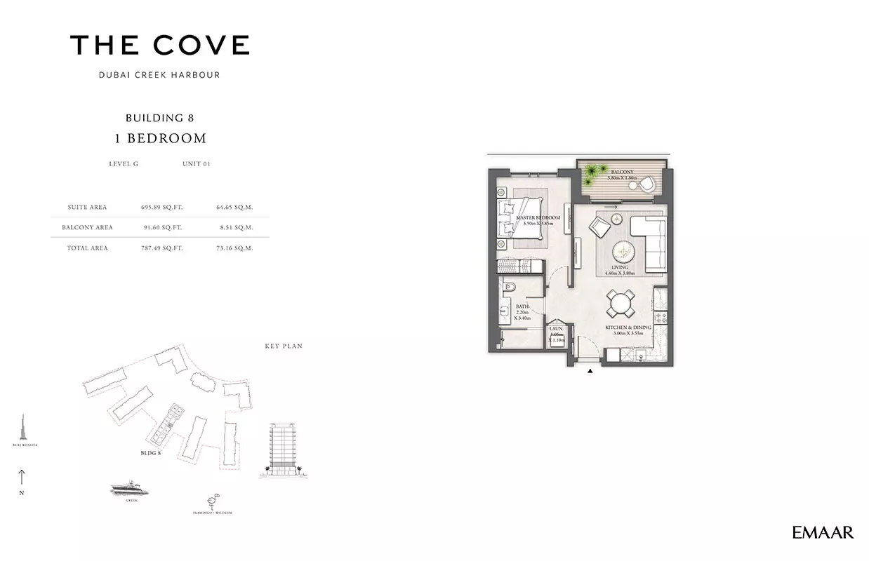 The Cove Phase 2 By Emaar Building 8 - Level G, Unit 01, 1 bed