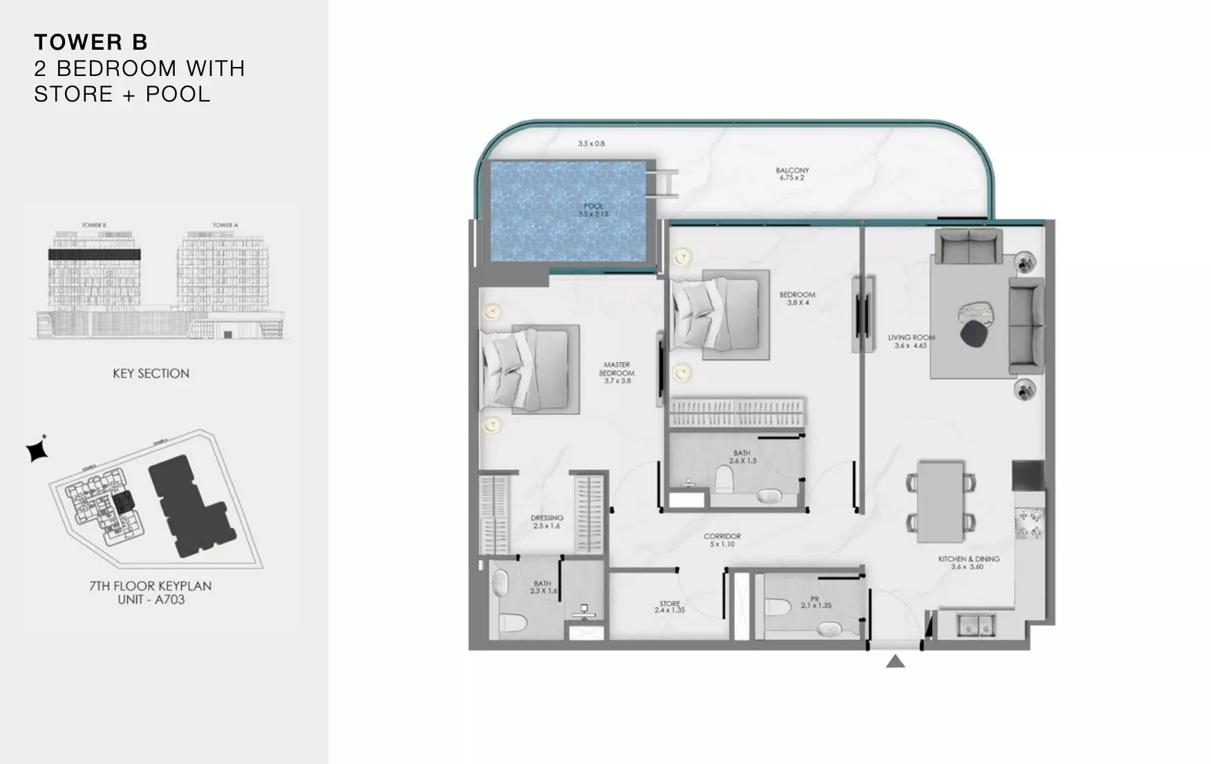 Ocean Bay by Samana Type B607, 2 beds
